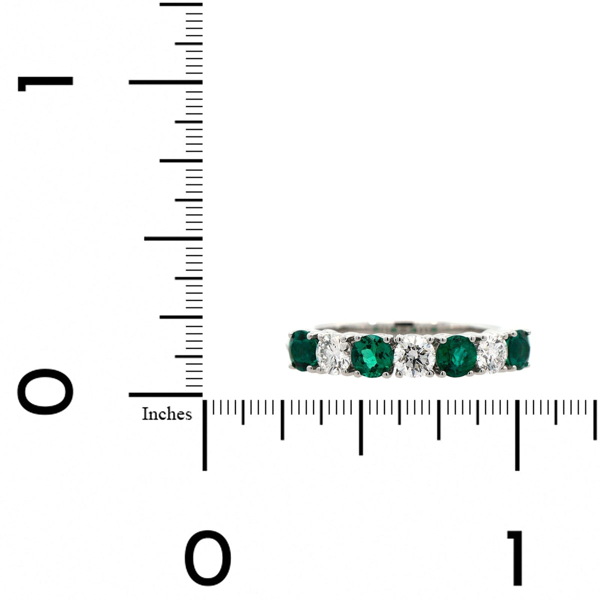 Platinum Alternating Emerald and Diamond Band