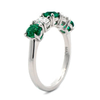 Platinum Alternating Emerald and Diamond Band