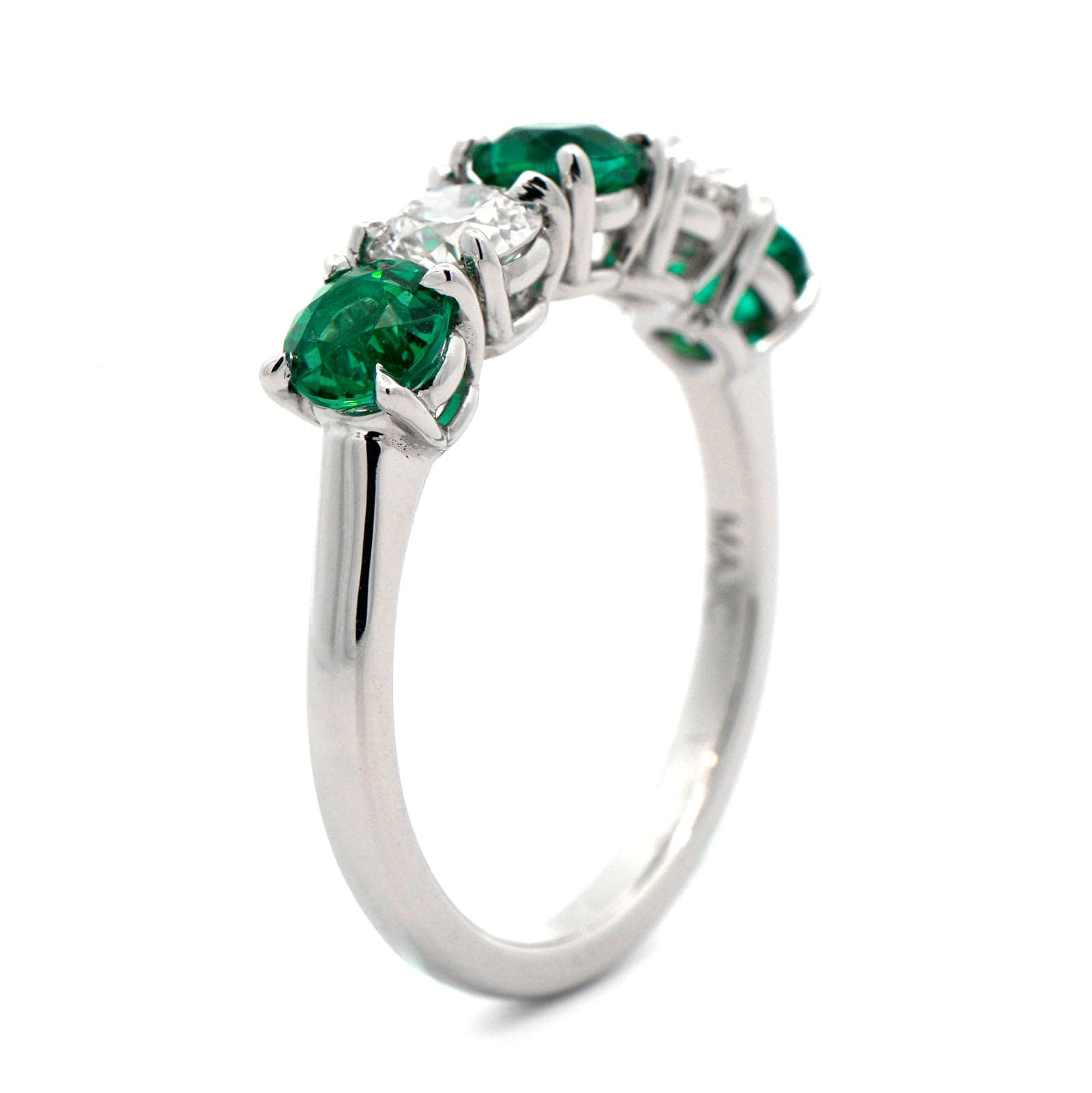 Platinum Alternating Emerald and Diamond Band