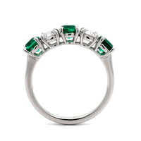 Platinum Alternating Emerald and Diamond Band