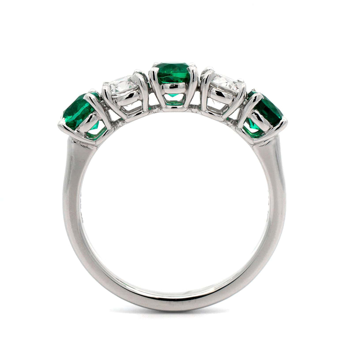 Platinum Alternating Emerald and Diamond Band