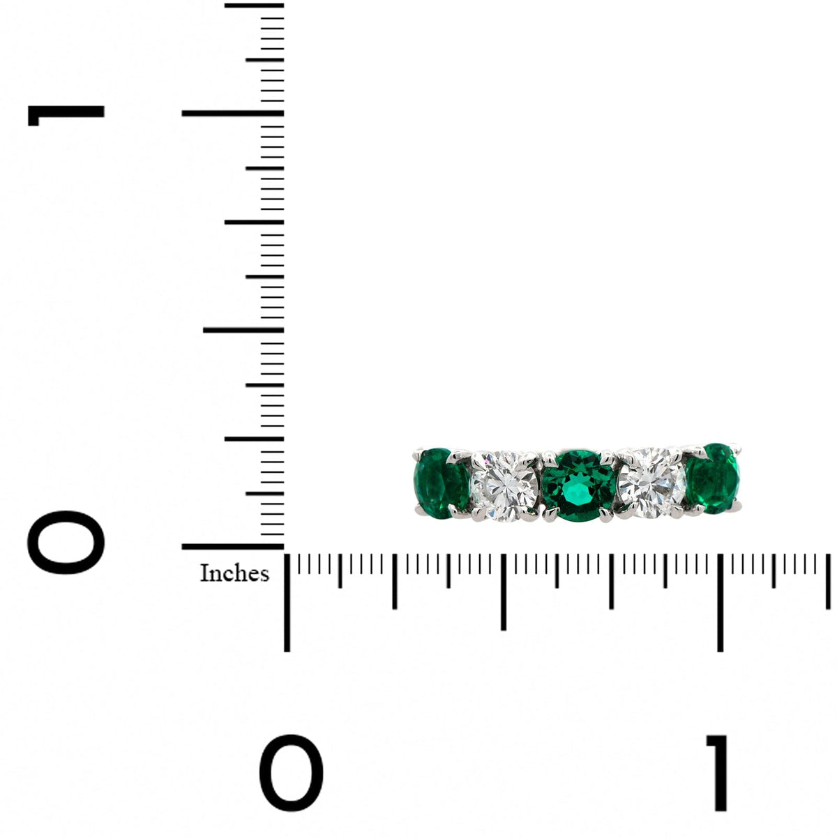 Platinum Alternating Emerald and Diamond Band