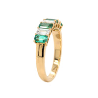 18K Yellow Gold Emerald and Diamond Band