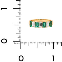 18K Yellow Gold Emerald and Diamond Band