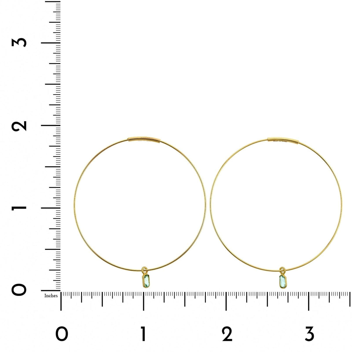 14K Yellow Gold Hoop with Emerald Drop Earrings