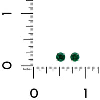 18K White Gold Round Emerald Stud Earrings
