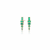 Sorellina 18K Yellow Gold Emerald Totem Stud Earrings