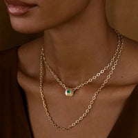 Azlee 18K Yellow Gold Staircase Medium Emerald Chain Necklace