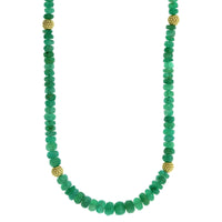 18K Yellow Gold Emerald Bead Necklace