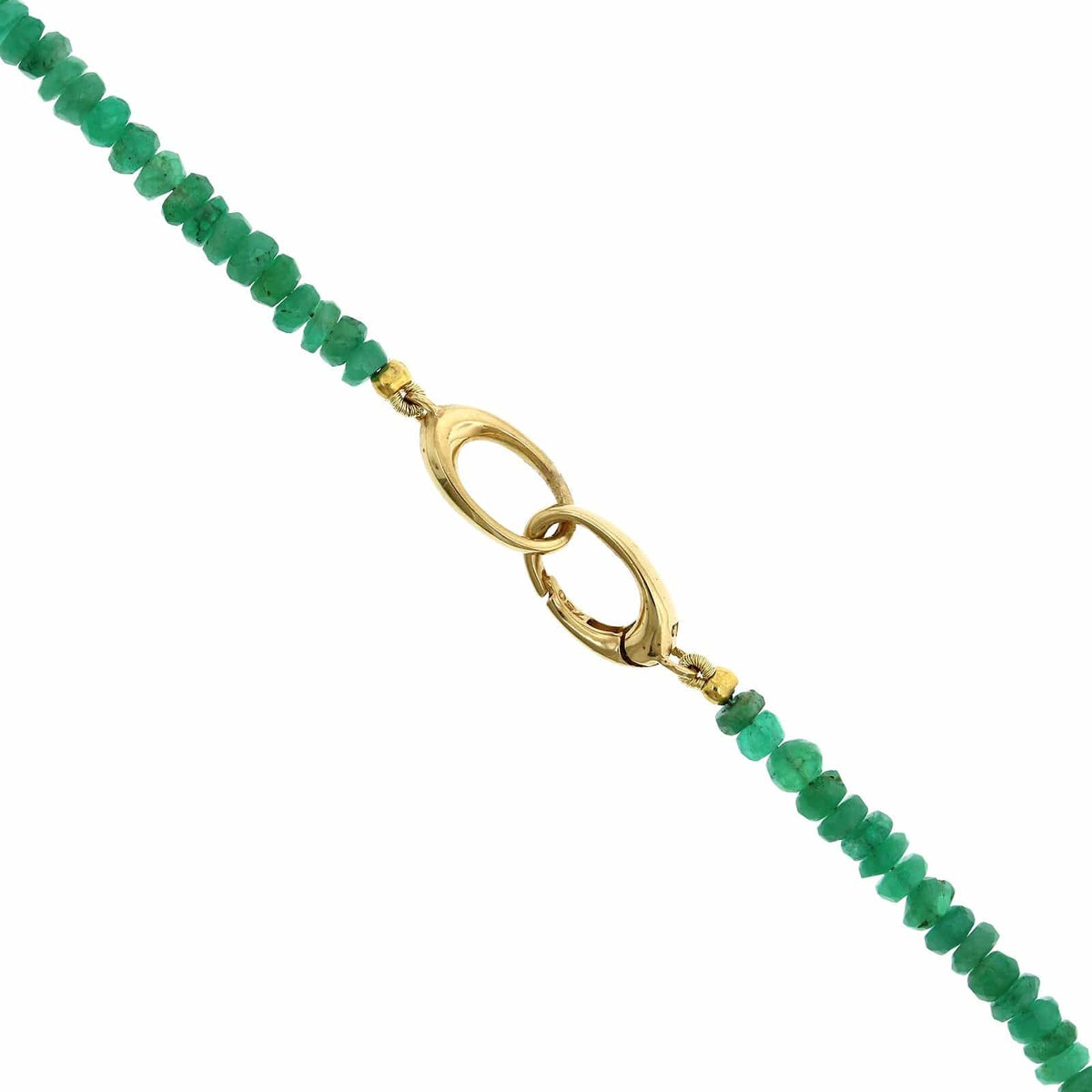 18K Yellow Gold Emerald Bead Necklace
