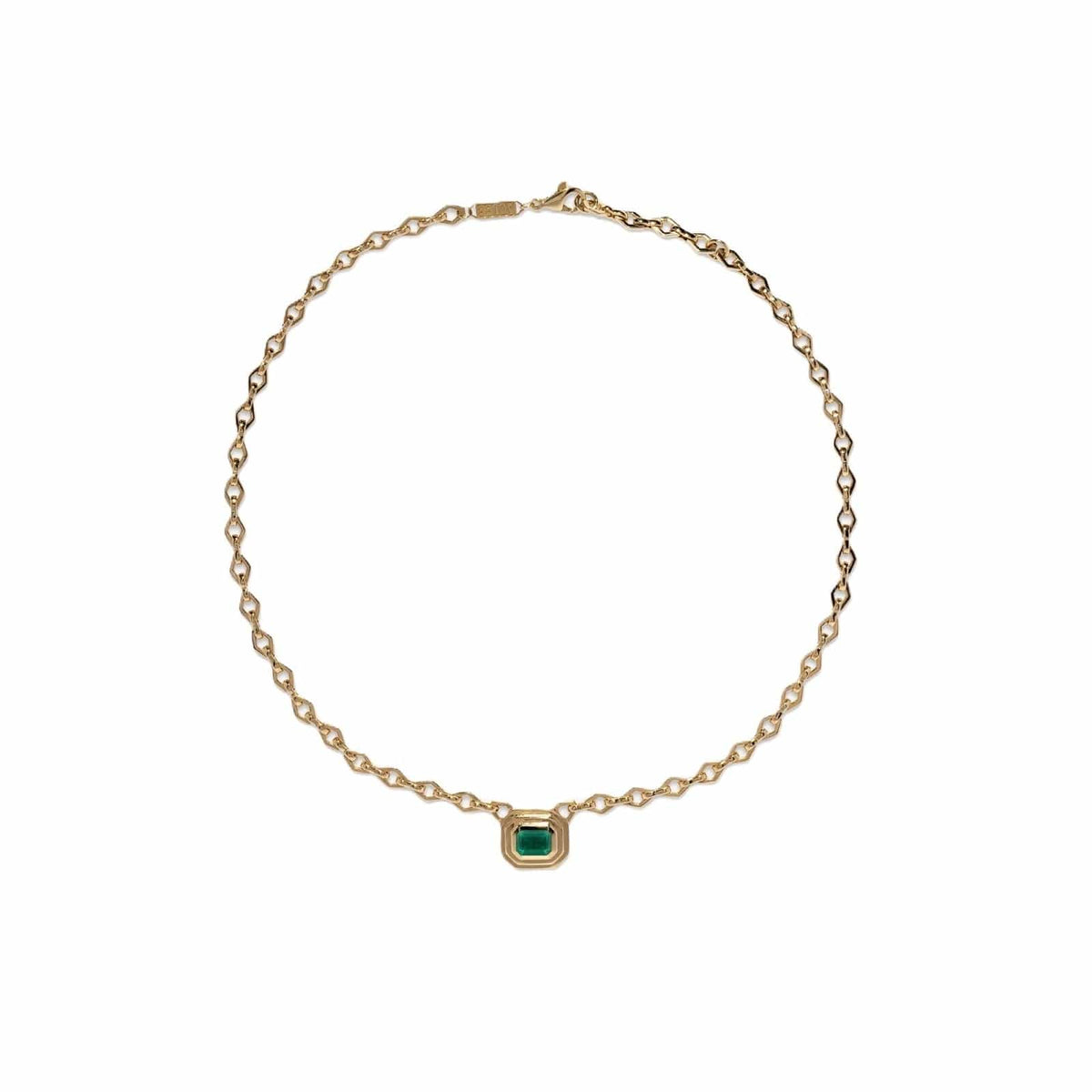 Azlee 18K Yellow Gold Staircase Medium Emerald Chain Necklace