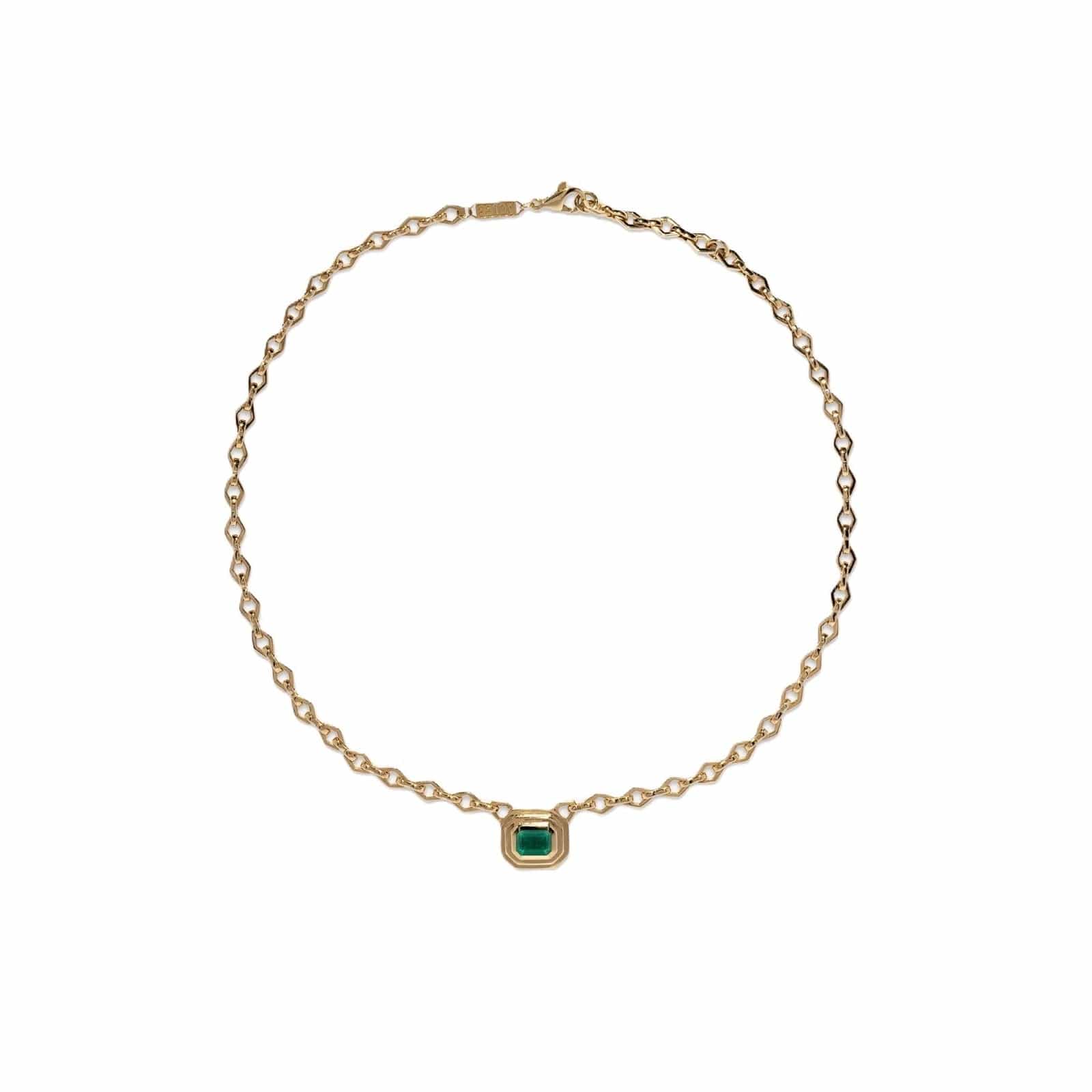Azlee 18K Yellow Gold Staircase Medium Emerald Chain Necklace