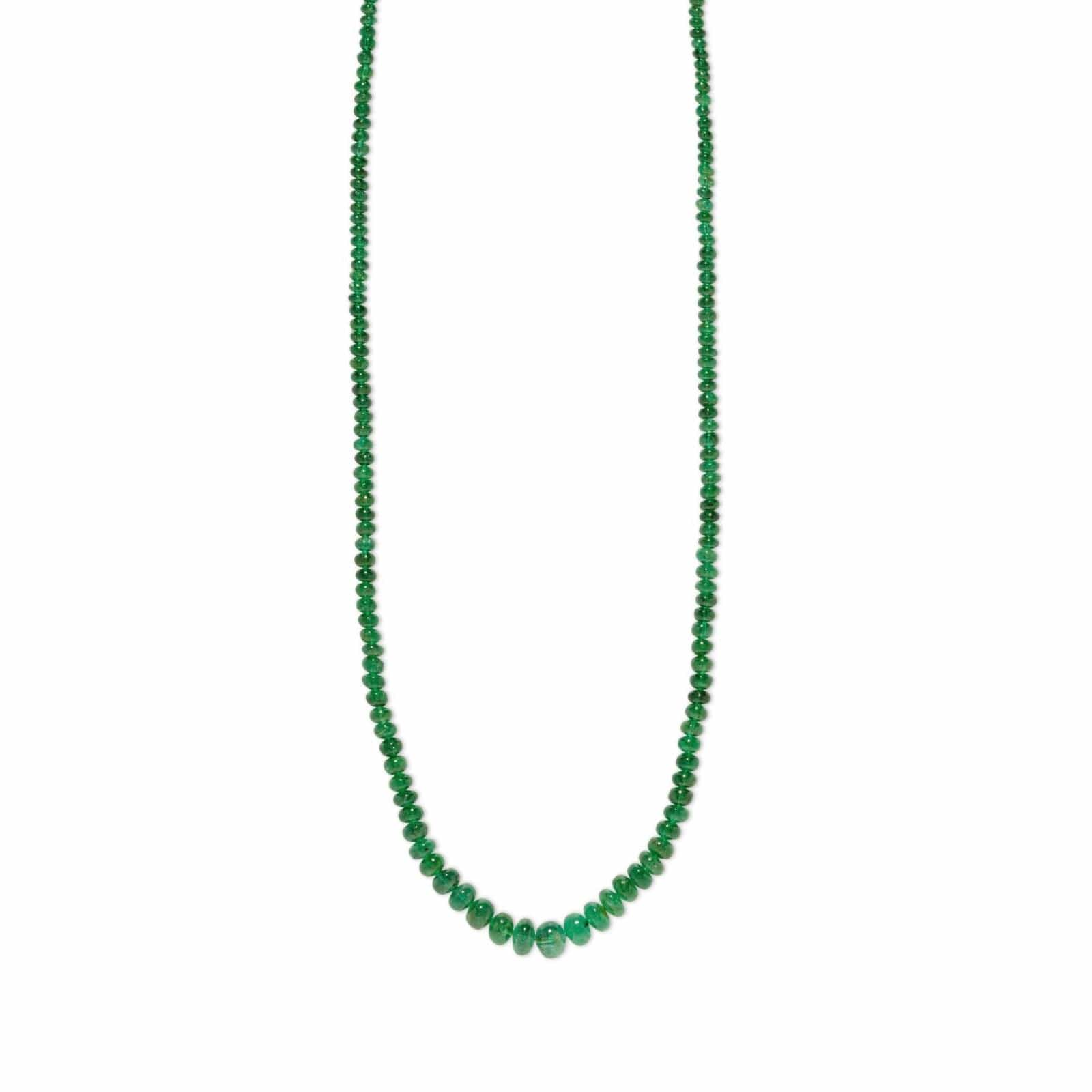 Azlee 18K Yellow Gold Emerald Bead Necklace