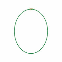 18K Yellow Gold Emerald Tennis Necklace