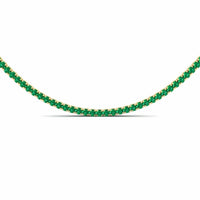 18K Yellow Gold Emerald Tennis Necklace