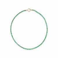 Harwell Godfrey 18K Yellow Gold Hexagon Emerald Tennis Necklace