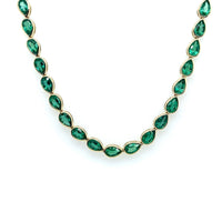 18K Yellow Gold Pear Shaped Emerald Necklace