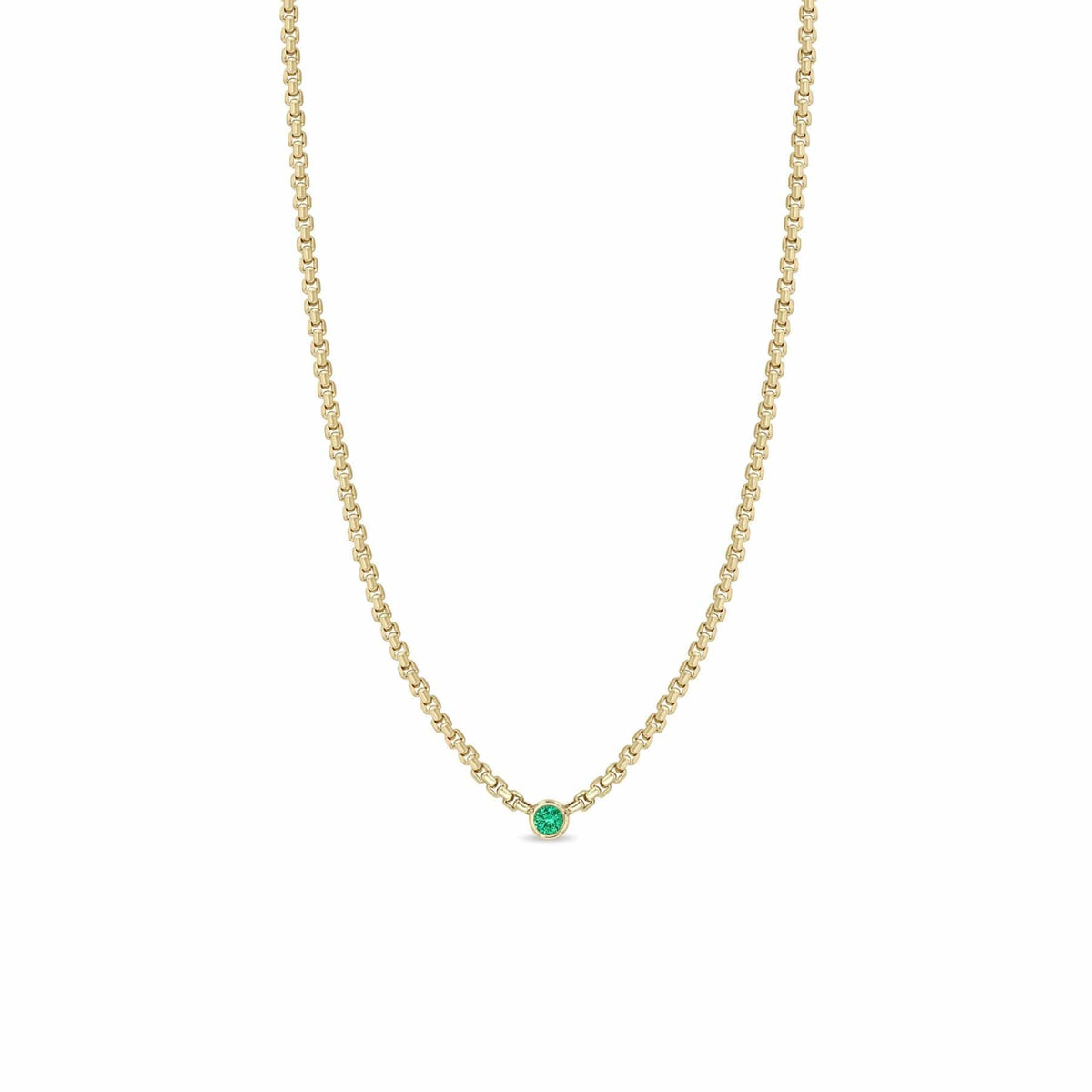 Zoe Chicco 14K Yellow Gold Floating Emerald Small Box Chain Necklace