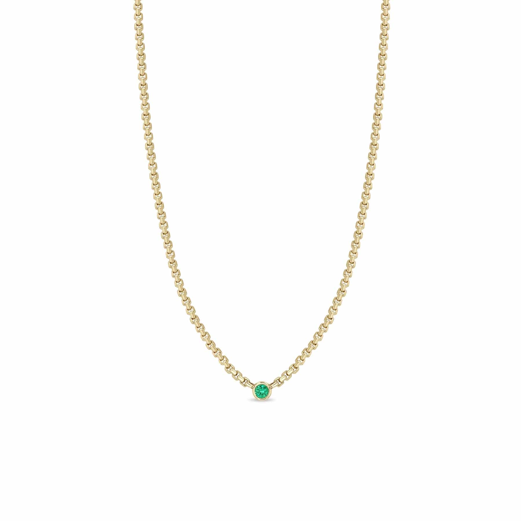 Zoe Chicco 14K Yellow Gold Floating Emerald Small Box Chain Necklace
