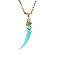 Tusk Amulet with Amazonite and 18K Yellow Gold