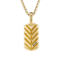 Chevron Tag in 18K Yellow Gold with Diamonds