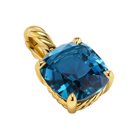 Marbella Pendant 18K Yellow Gold with Hampton Blue Topaz, 12mm
