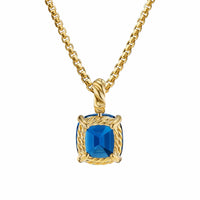 Marbella Pendant 18K Yellow Gold with Hampton Blue Topaz, 12mm