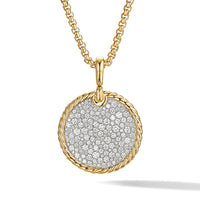 DY Elements® Disc Pendant in 18K Yellow Gold with Diamonds, 24mm