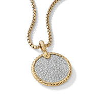 DY Elements® Disc Pendant in 18K Yellow Gold with Diamonds, 24mm