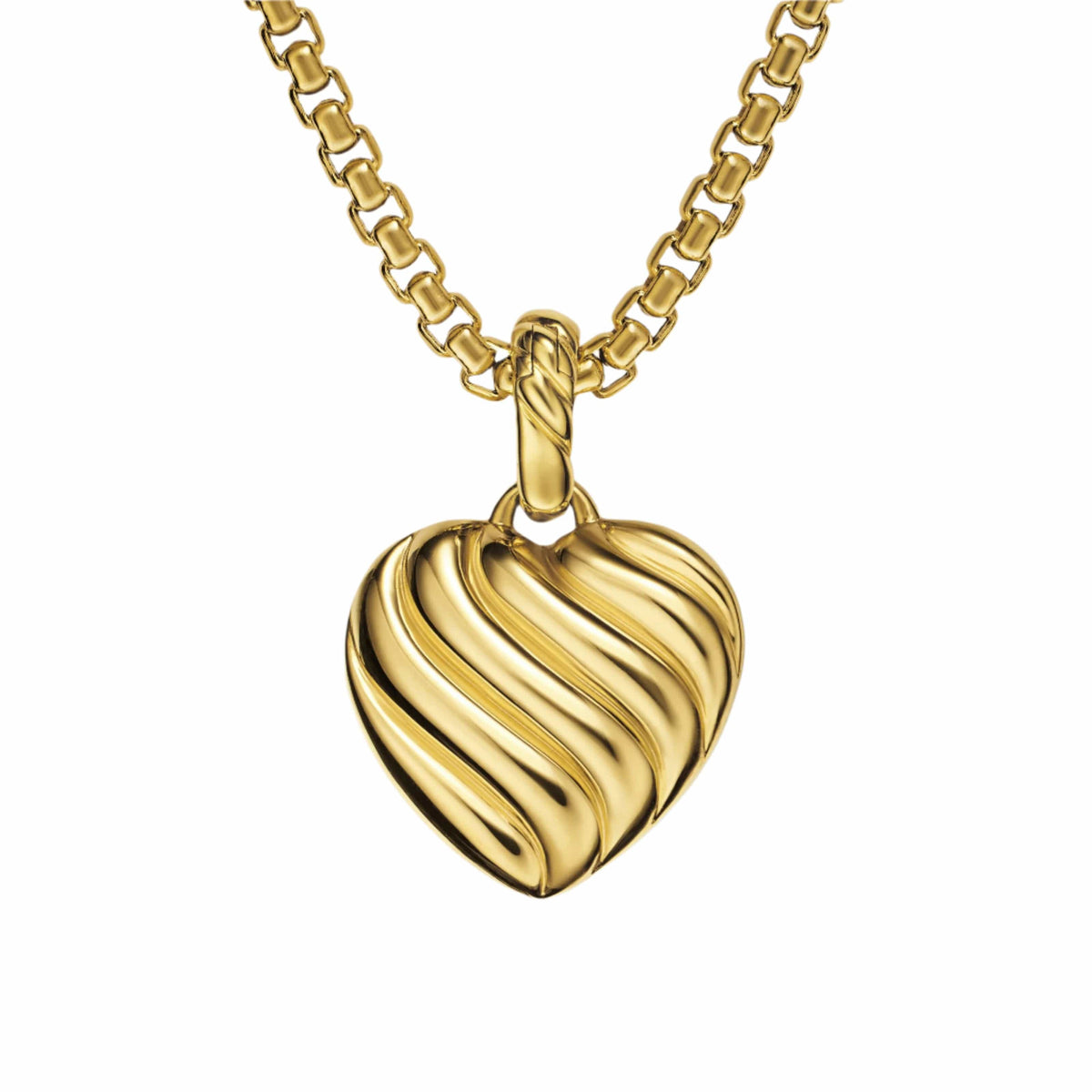 Puffy Heart Amulet 18K Yellow Gold with Diamonds, 17mm