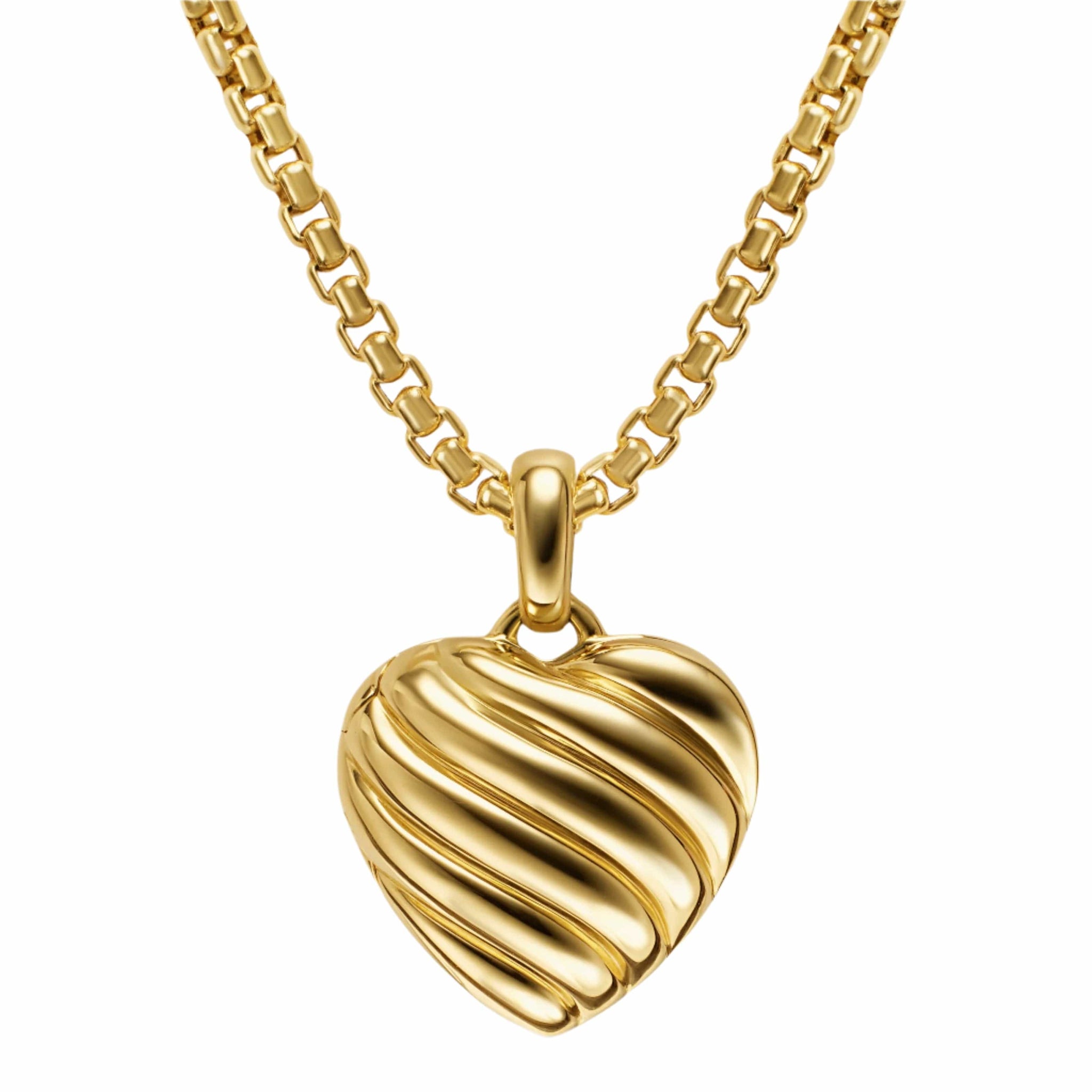 Sculpted Cable Heart Locket 18K Yellow Gold, 23mm