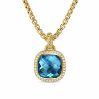 Albion® Pendant 18K Yellow Gold with Hampton Blue Topaz and Diamonds, 11mm
