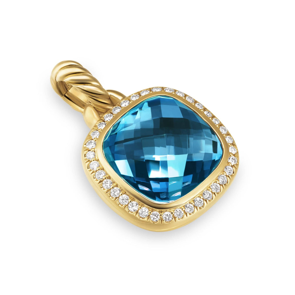Albion® Pendant 18K Yellow Gold with Hampton Blue Topaz and Diamonds, 11mm
