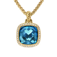 Albion® Pendant 18K Yellow Gold with Hampton Blue Topaz and Diamonds, 15mm
