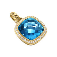 Albion® Pendant 18K Yellow Gold with Hampton Blue Topaz and Diamonds, 15mm