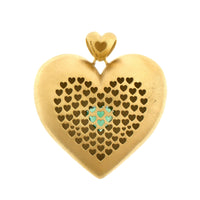 Suzy Landa 18K Yellow Gold Green Tourmaline and Diamond Puffy Heart Pendant