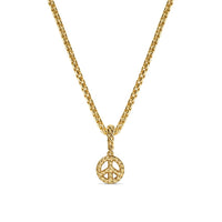 Micro Pavé Peace Sign Amulet in 18K Yellow Gold with Diamonds, 7.6mm