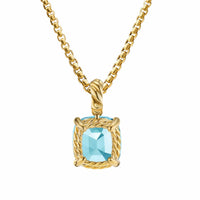 Marbella Pendant 18K Yellow Gold with Sky Blue Topaz, 12mm