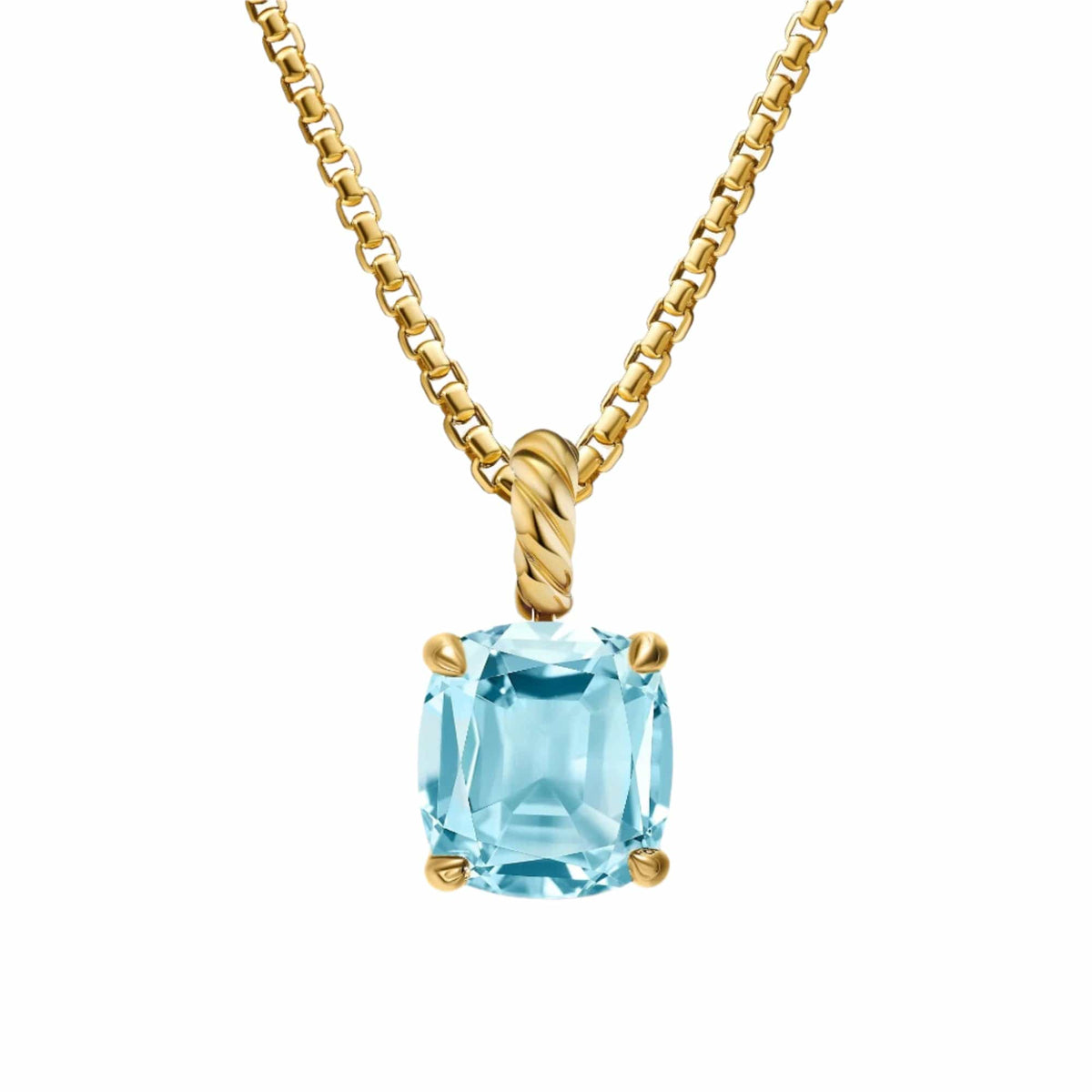 Marbella Pendant 18K Yellow Gold with Sky Blue Topaz, 12mm