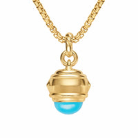 Renaissance® Amulet 18K Yellow Gold with Turquoise, Tsavorite and Tanzanites, 19.8mm