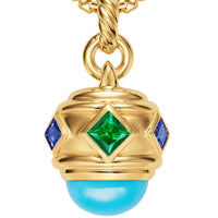 Renaissance® Amulet 18K Yellow Gold with Turquoise, Tsavorite and Tanzanites, 19.8mm