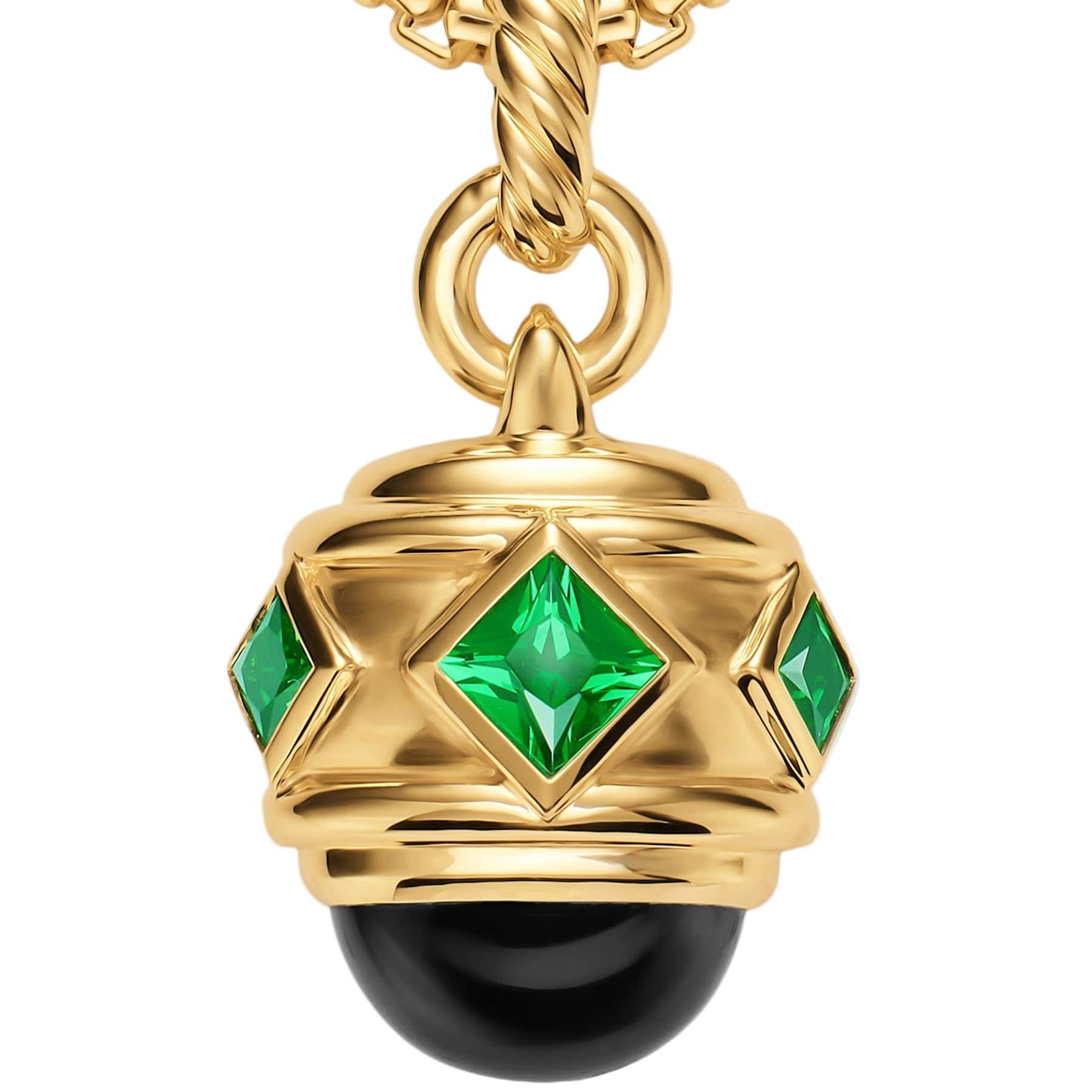 Renaissance® Amulet 18K Yellow Gold with Black Onyx and Tsavorites, 19.8mm