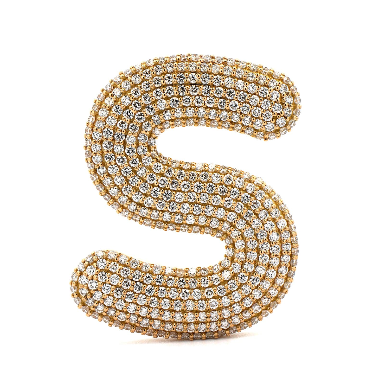 18K Yellow Gold Initial "S" Pave Diamond Enhancer