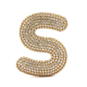 18K Yellow Gold Initial "S" Pave Diamond Enhancer