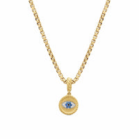 Evil Eye Amulet 18K Yellow Gold with Pavé Blue Sapphires and Diamonds, 11mm