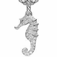 Seahorse Amulet Sterling Silver with Diamonds, 22mm
