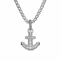 Anchor Amulet Sterling Silver with Diamonds, 14.2mm