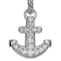 Anchor Amulet Sterling Silver with Diamonds, 14.2mm