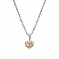 Mini Heart Amulet Sterling Silver with 14K Yellow Gold and Morganite, 7.2mm