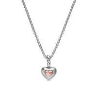 Mini Heart Amulet Sterling Silver with 14K Yellow Gold and Morganite, 7.2mm